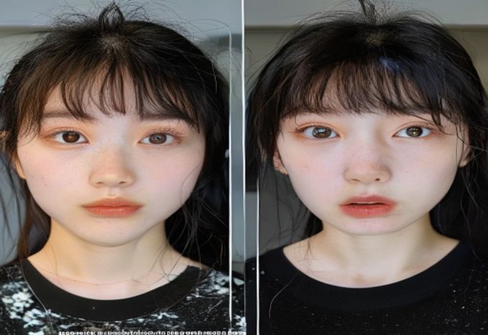 某流量小花整容前后真实对比照，画面清晰显示五官变化，小蓝黑料网独家曝光整容黑料配图